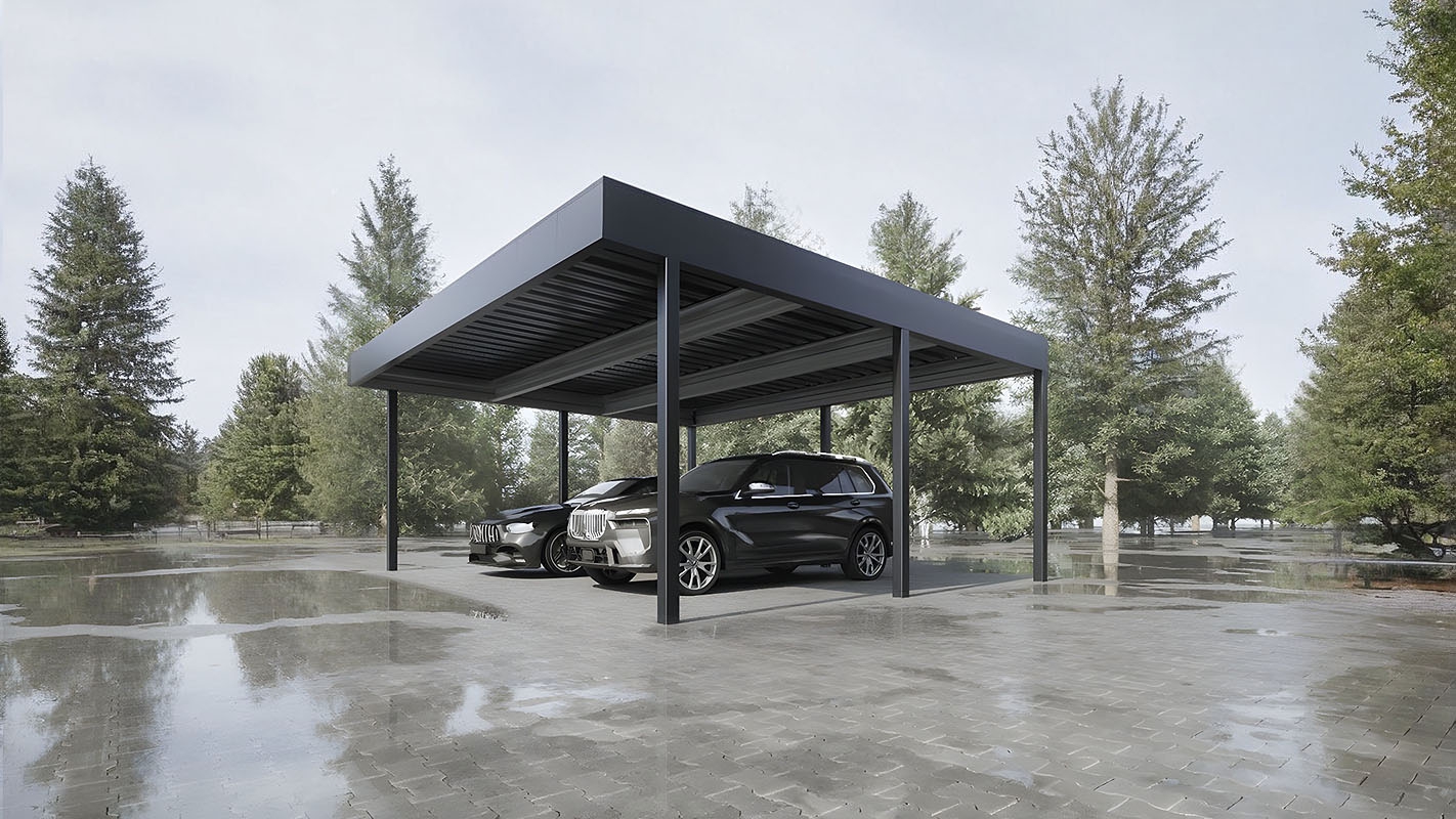 Хай-тек автонавес из поликарбоната для парковки Двускатный навес с поликарбонатом для автомобиля